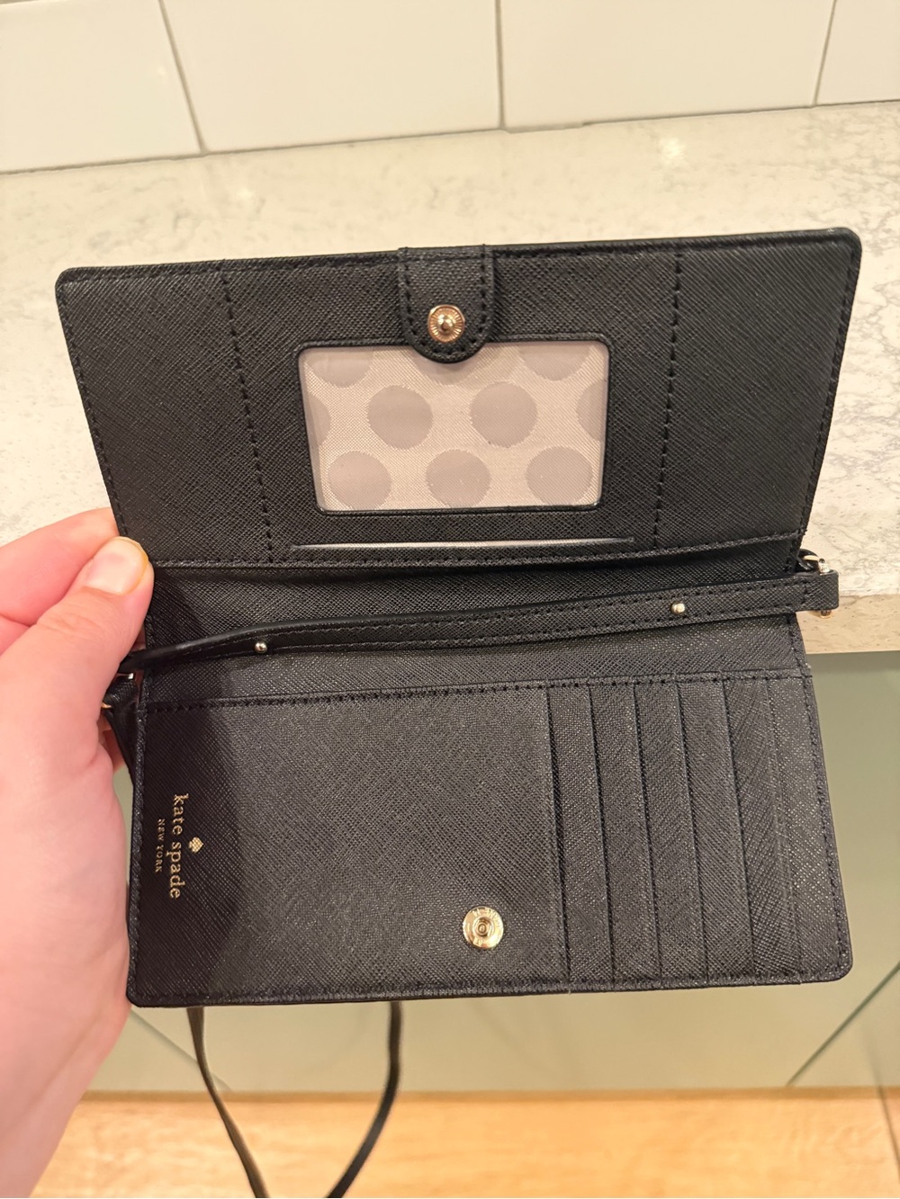 KATE SPADE Black Saffiano Leather Crossbody Wallet Bag - Picture 4 of 7